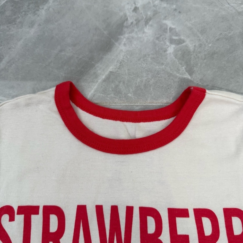 Women’s Fashion Nova Strawberry Shortcake Ringer Short Sleeve Graphic Shirt XS - Picture 8 of 16